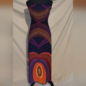 Gorgeous Forever 21 Vibrant Strapless Maxi Club Dress, Size Small